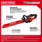 CRAFTSMAN V20 Brushless RP 22 in. Cordless Hedge Trimmer, Lightweight Bush Trimmer with Hedge Sweep Attachment, Up to 2X Power, Longer Runtime, Tool Only (CMCHT830B)