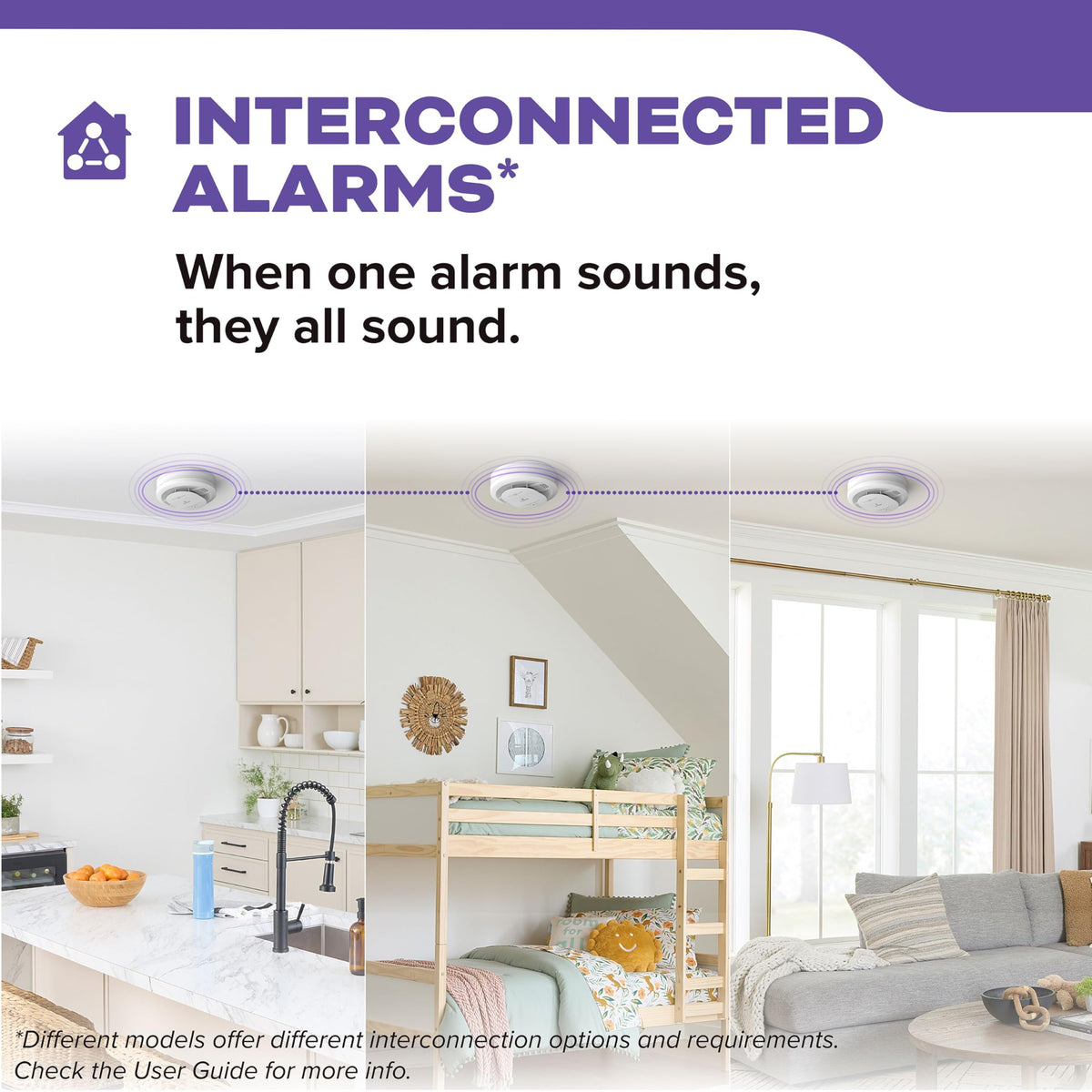 Kidde Smoke & CO Detector, Hardwired & 10-Year Battery, 30CUA10-V, 3 Pack