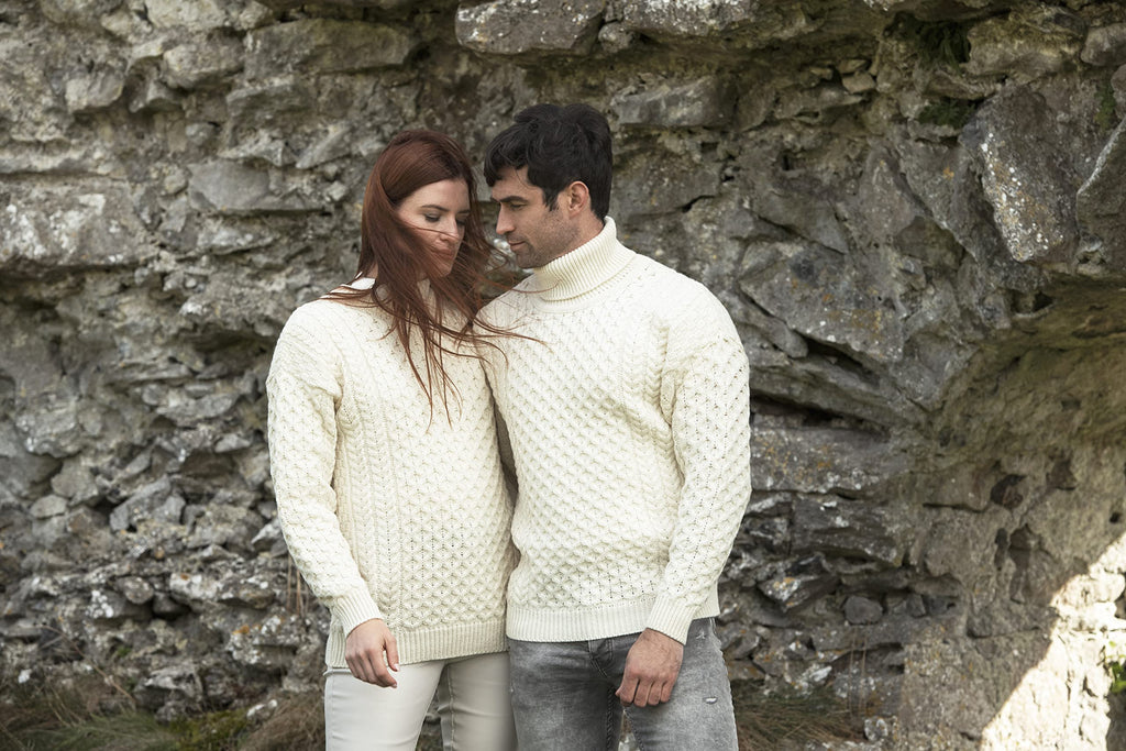 Aran Crafts Irish Unisex Cable Knit Merino Wool Sweater (C1949)