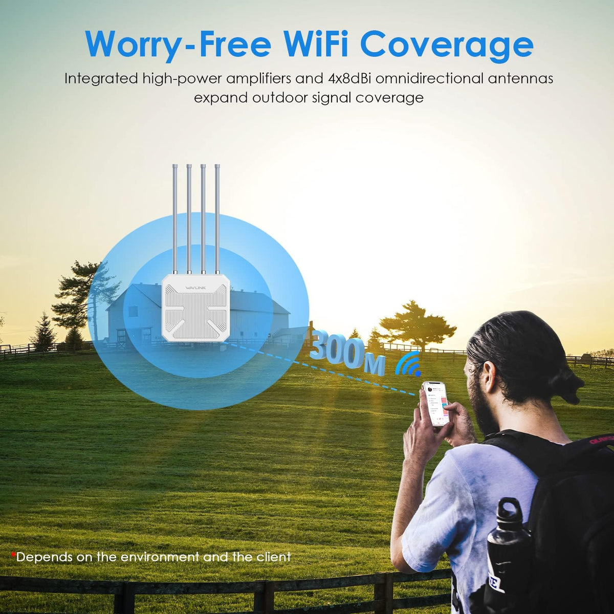 2026 WAVLINK AX1800 Outdoor WiFi 6 Extender Long Range, IP67 Weatherproof
