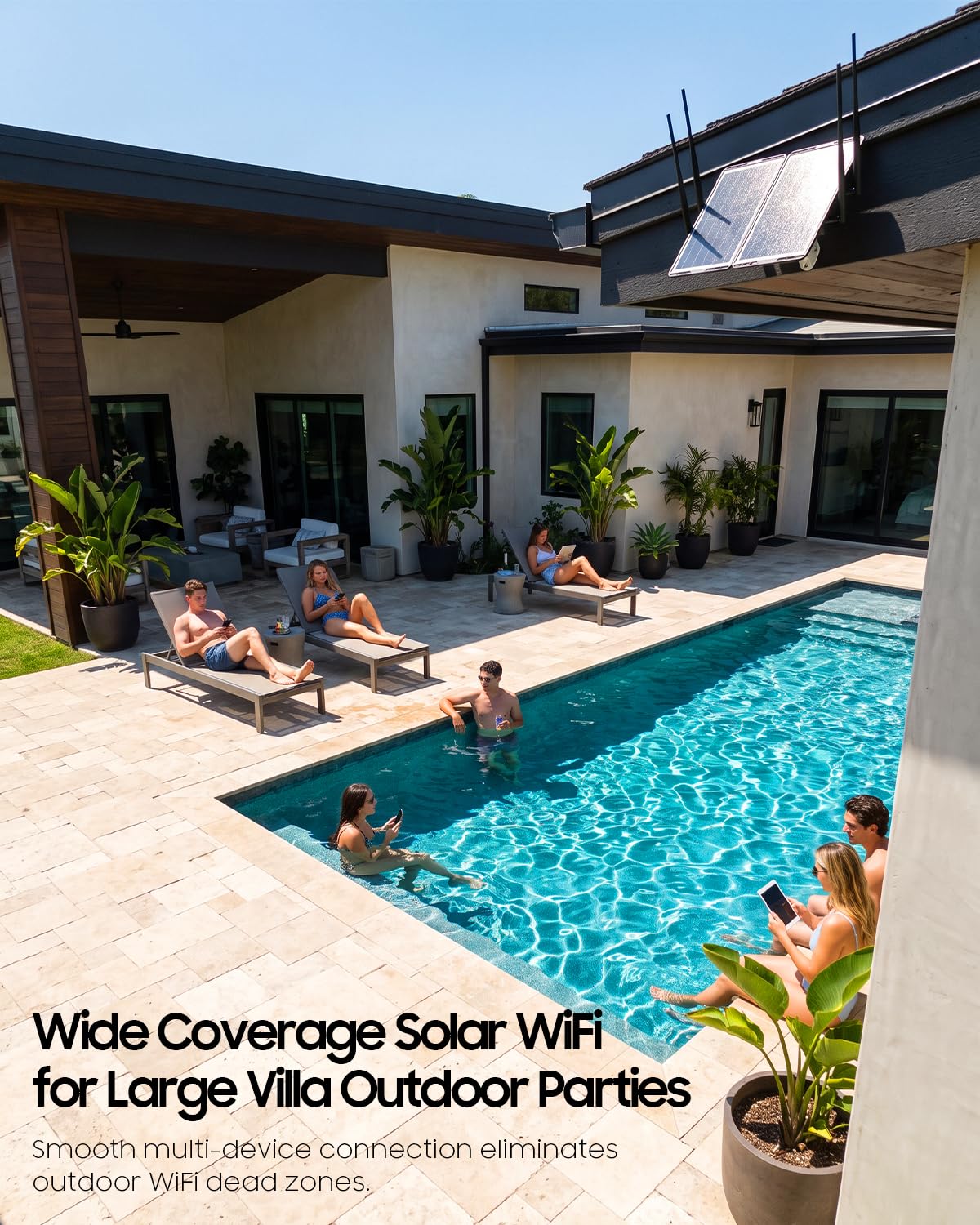 Solar Powered Outdoor WiFi Extender, Dual Band 1200Mbps WiFi Repeater