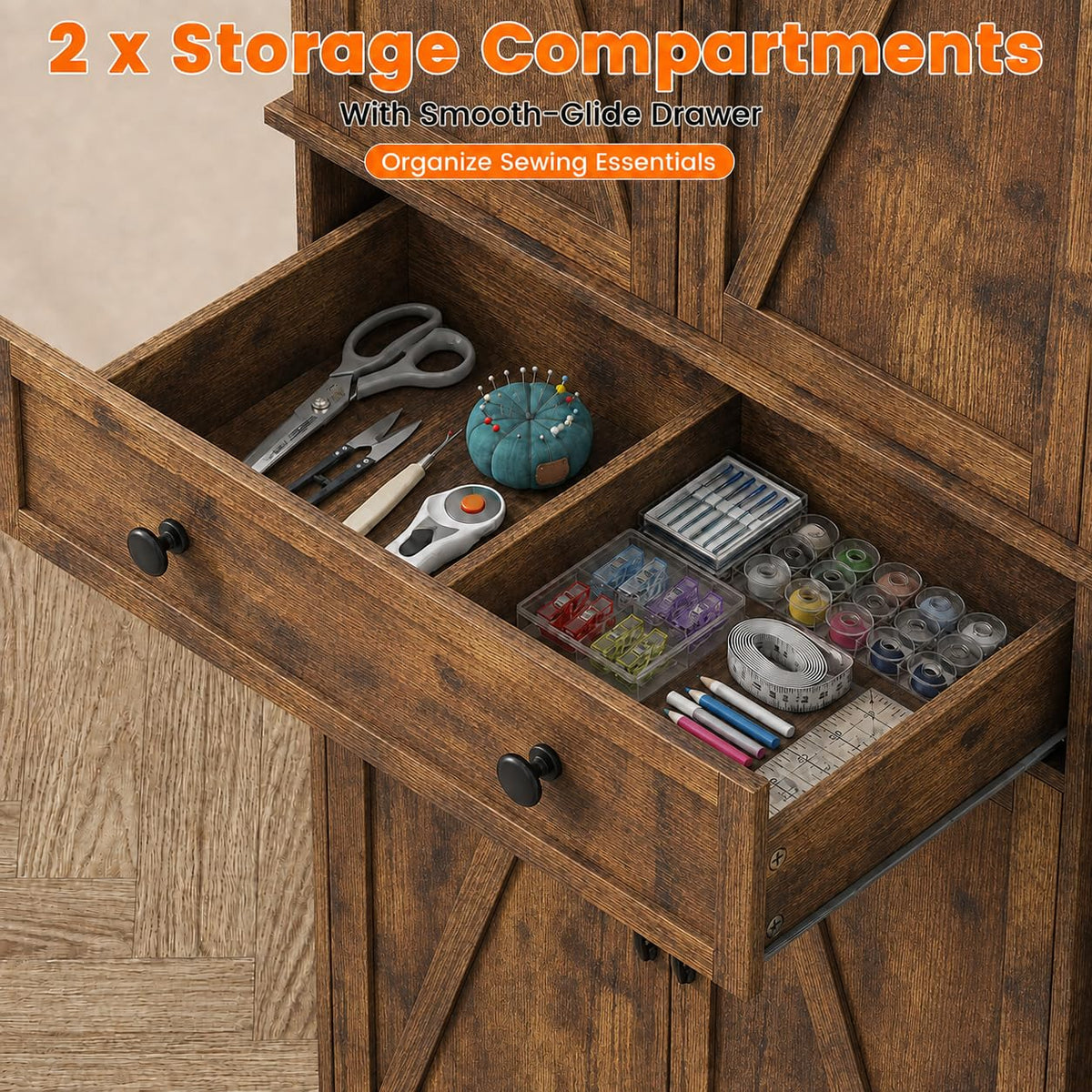 72" Tall Sewing Craft Storage Cabinet with Adjustable Shelves