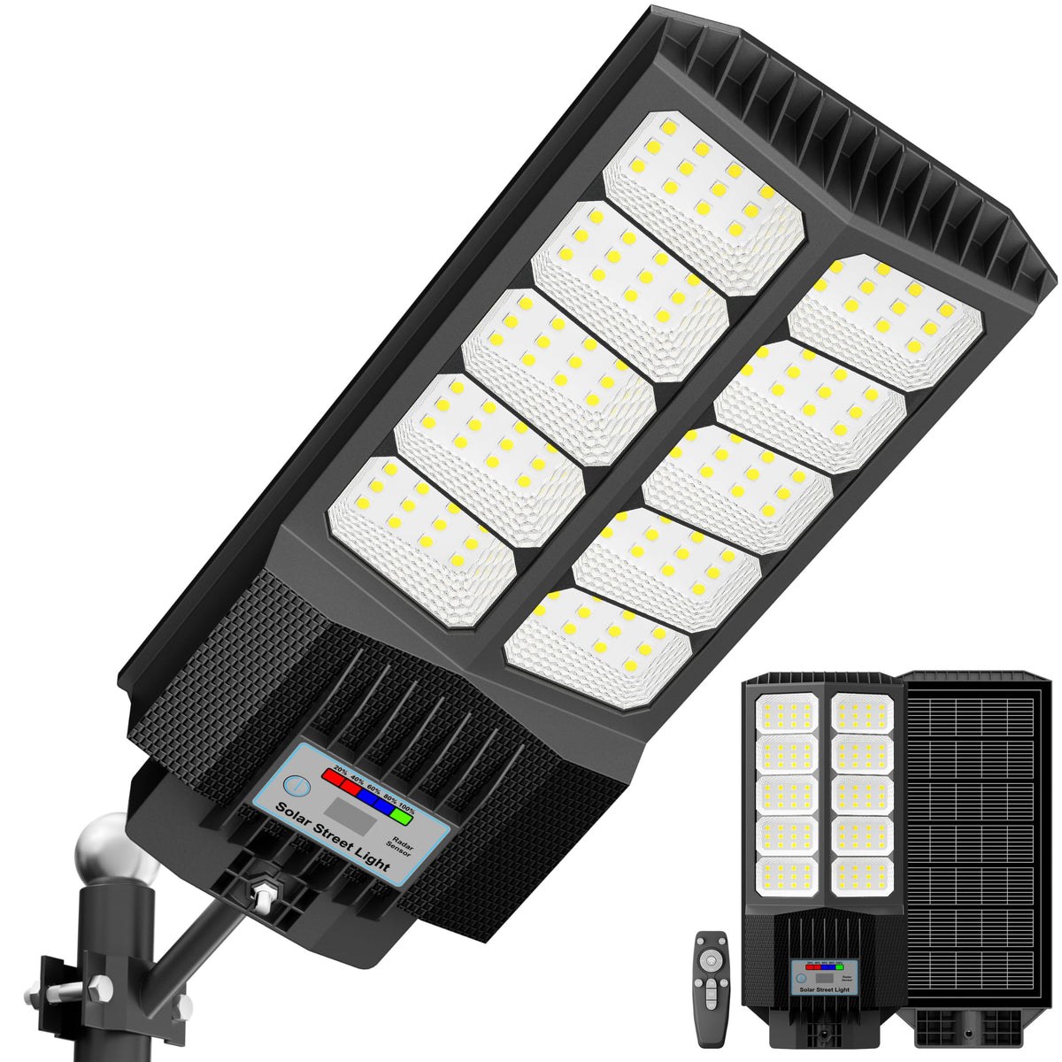 New 6500W Solar Street Lights Outdoor Waterproof - Commercial Outdoor Solar Light, 200pcs High Brightness LEDs, Solar Parking Lot Lights Dusk to Dawn for Yard Garden with Motion Sensor - 4 Pack