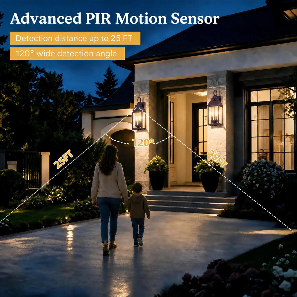 Upgraded 18IN Motion Sensor Outdoor Light, Brown Porch Light