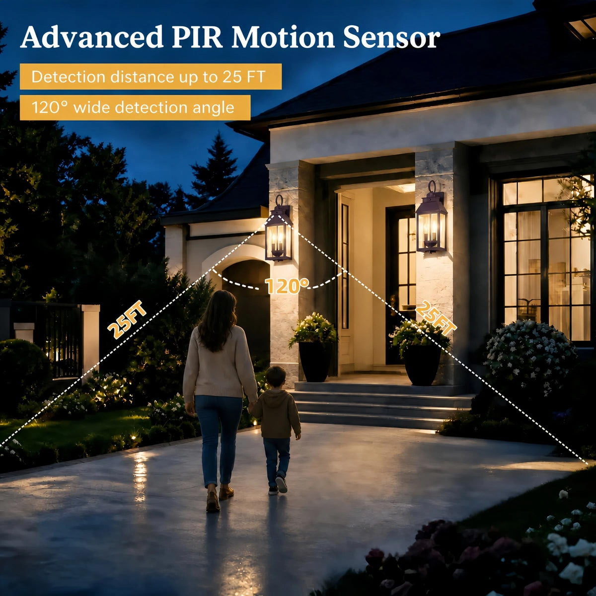 Upgraded 18IN Motion Sensor Outdoor Light, Brown Porch Light