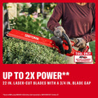 CRAFTSMAN V20 Brushless RP 22 in. Cordless Hedge Trimmer, Lightweight Bush Trimmer with Hedge Sweep Attachment, Up to 2X Power, Longer Runtime, Tool Only (CMCHT830B)