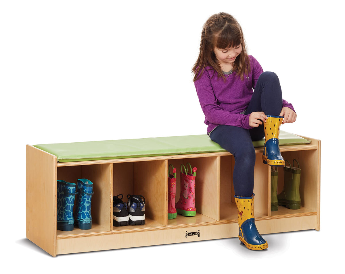 Jonti-Craft 5 Section Bench Locker with Blue Cushion