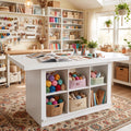 Tribesigns Artwork Craft Table with Storage, Counter Height Sewing Table