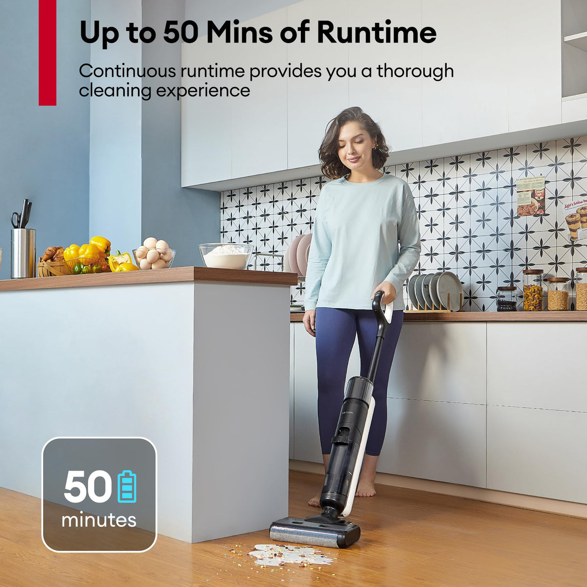 Ultenic Wet Dry Vacuum Cleaner,Cordless Vacuum Mop Combo with Self-Cleaning,Smart Mess Detection,50mins Runtime,3-in-1 Vacuum Mop for Hard Floors,Edge Cleaning,LED Display,Black,AC1 Elite
