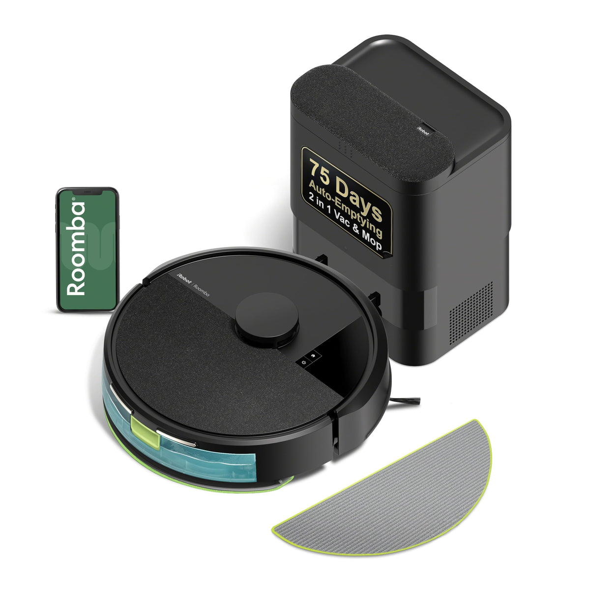 iRobot Roomba 105 Combo Robot Vacuum & Mop with AutoEmpty Dock - Self-Empties for 75 Days, Intense Power-Lifting Suction, LiDAR Navigation, Multiple Cleaning Modes, Avoids Mopping Carpet