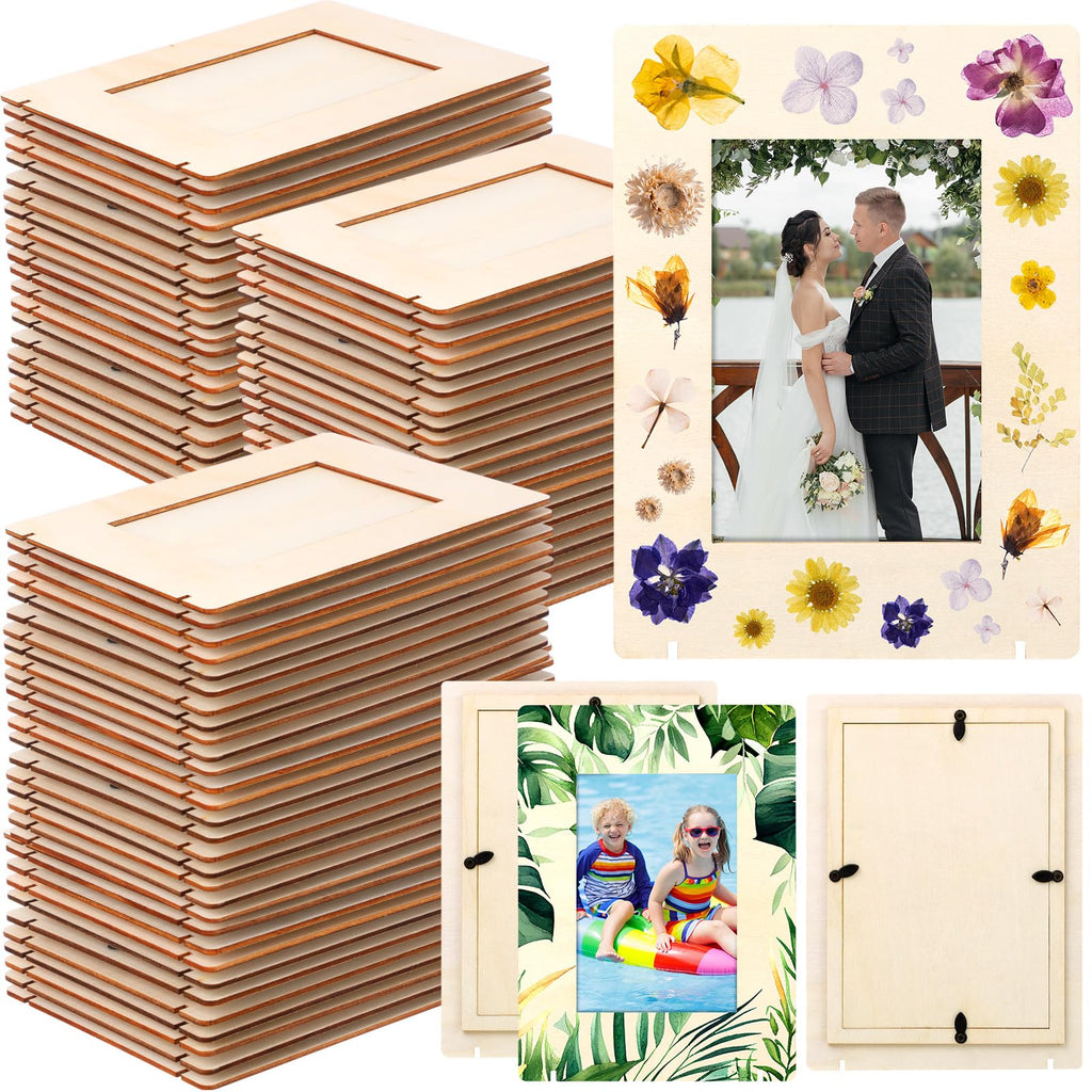 200 Pack DIY Wood Picture Frames for Craft, 4x6In Photos, Rectangle