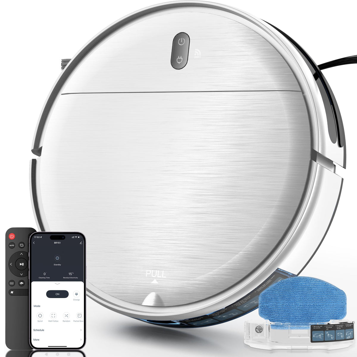 Robotic Vacuum, 2-in-1 Mop Combo, Slim Self-Charging Cleaner with Strong Suction, Scheduled Cleaning Function, APP/Remote & Voice Control, Designed for Pet Hair and All Floor Surfaces