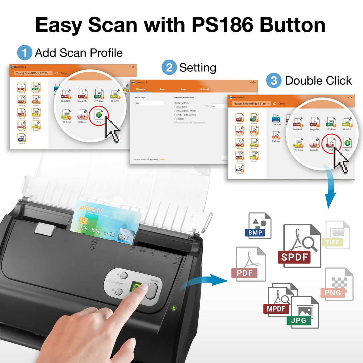 Plustek PS186 Desktop Document Scanner
