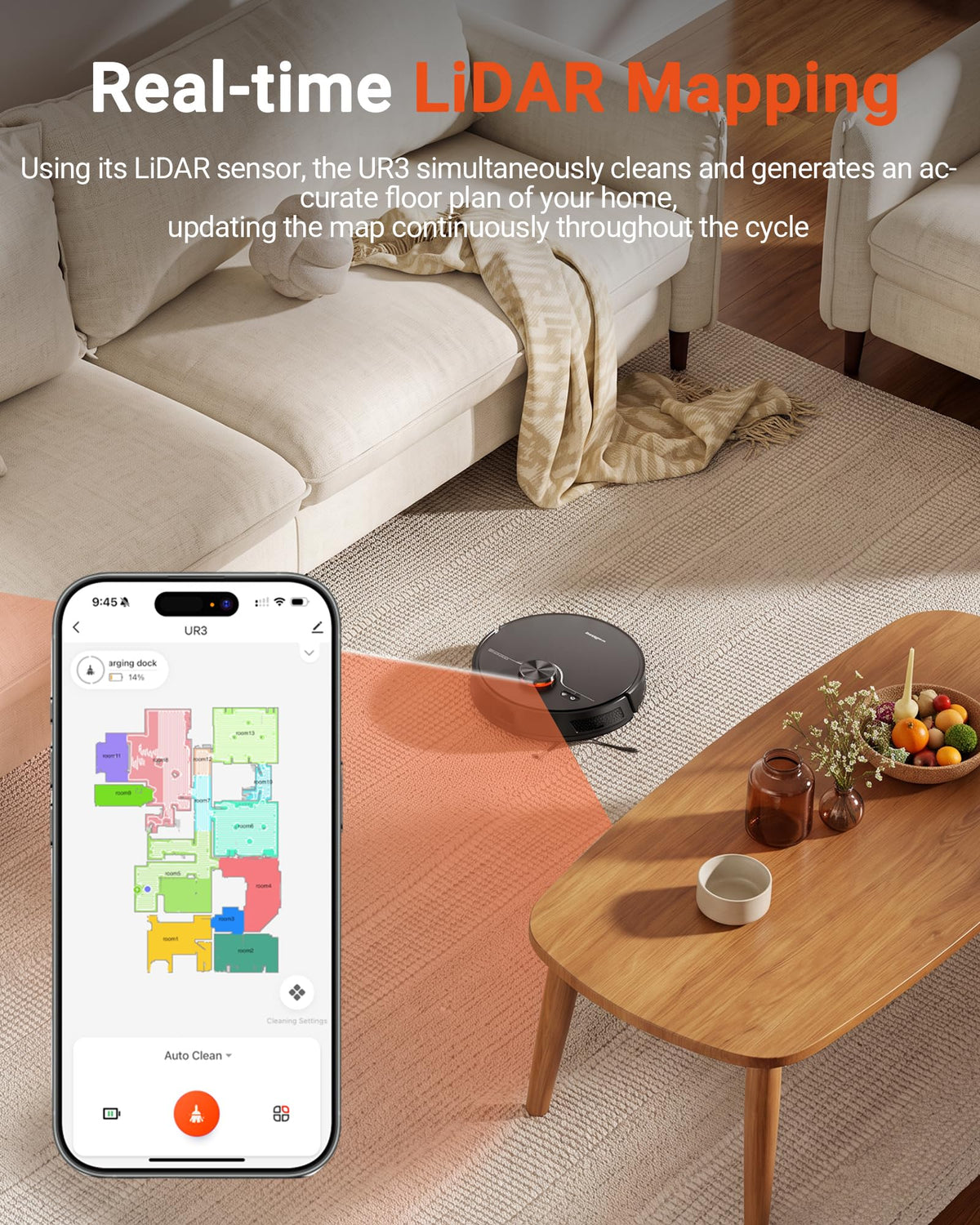 UNINELL HOME UR3-UH Robot Vacuum and Mop Combo with Mapping, 8000Pa Suction