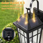 2 Pack Solar Outdoor Wall Lights, 16" Large Motion Sensor Exterior Lighting Fixtures, Dusk to Dawn Black Porch Light Lantern with Buble Glass, Waterproof Modern Outside Light for House Patio Garage