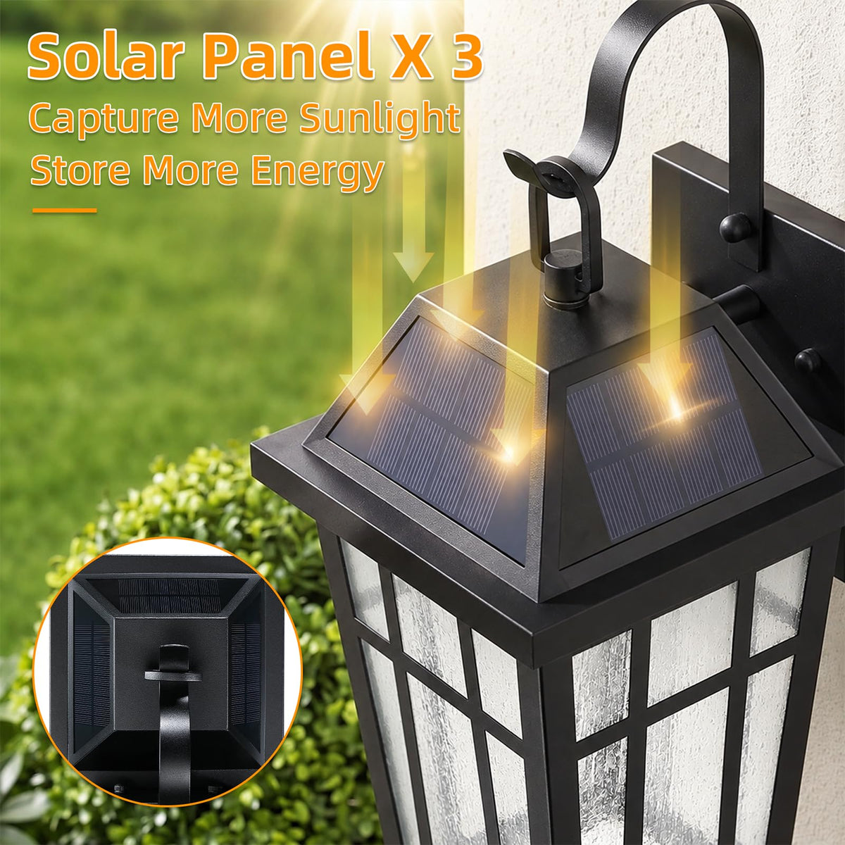 2 Pack Solar Outdoor Wall Lights, 16" Large Motion Sensor Exterior Lighting Fixtures, Dusk to Dawn Black Porch Light Lantern with Buble Glass, Waterproof Modern Outside Light for House Patio Garage