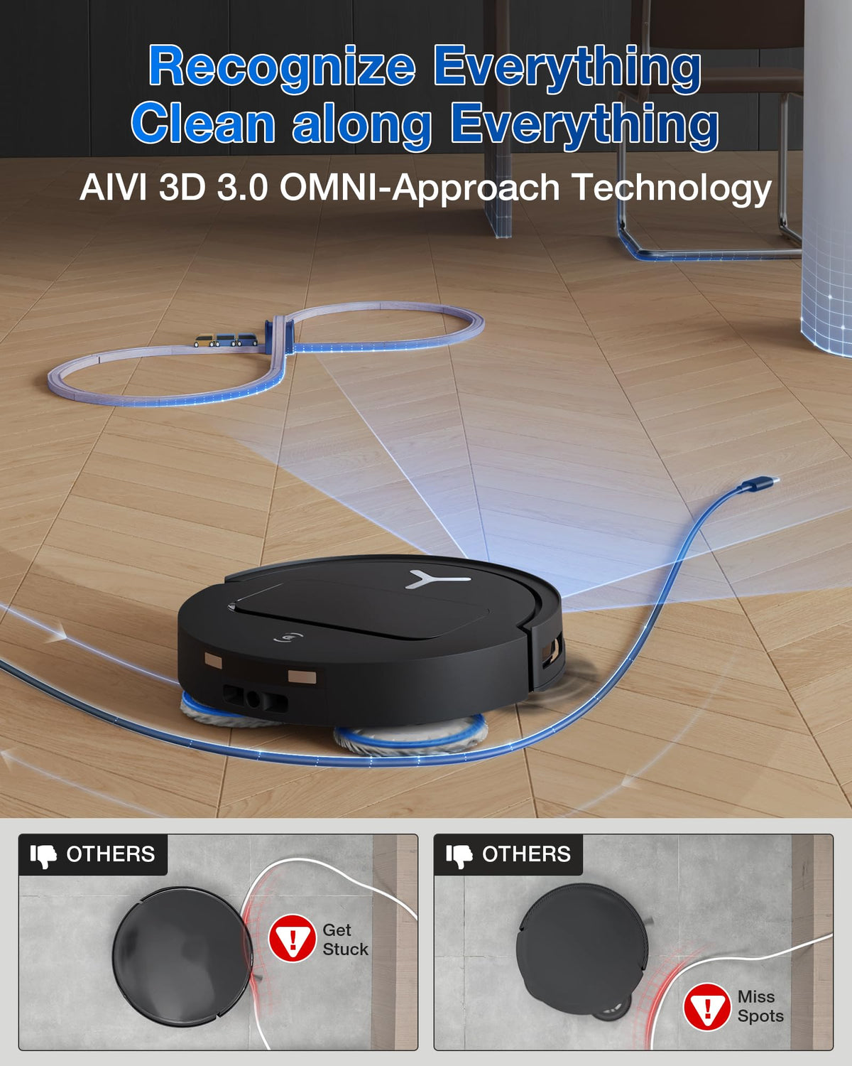 ECOVACS DEEBOT T50 PRO Omni Robot Vacuum and Mop, 3.19” Ultra-Slim, 15,000Pa Suction, ZeroTangle 2.0, TruEdge Edge Cleaning, AIVI 3D Obstacle Avoidance, Auto Mop Wash & Dry, Self-Emptying