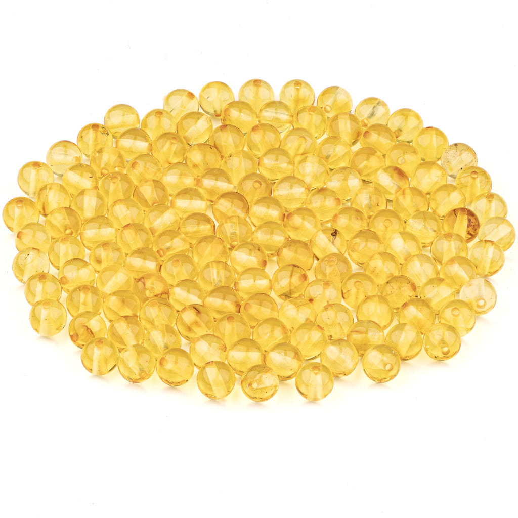 Amber Round Beads Polished 100% Natural Baltic Stone 5mm Loose with Drilled Holes for Crafting Beading and Jewelry Making - Amber Culture