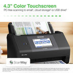 Epson Workforce ES-590W Wireless & USB High-Speed AI & Cloud Ready Desktop Color Duplex Document Scanner for Mac & PC, up to 45 ppm, Large 4.3" Color Touchscreen, 100-Page Auto Document Feeder