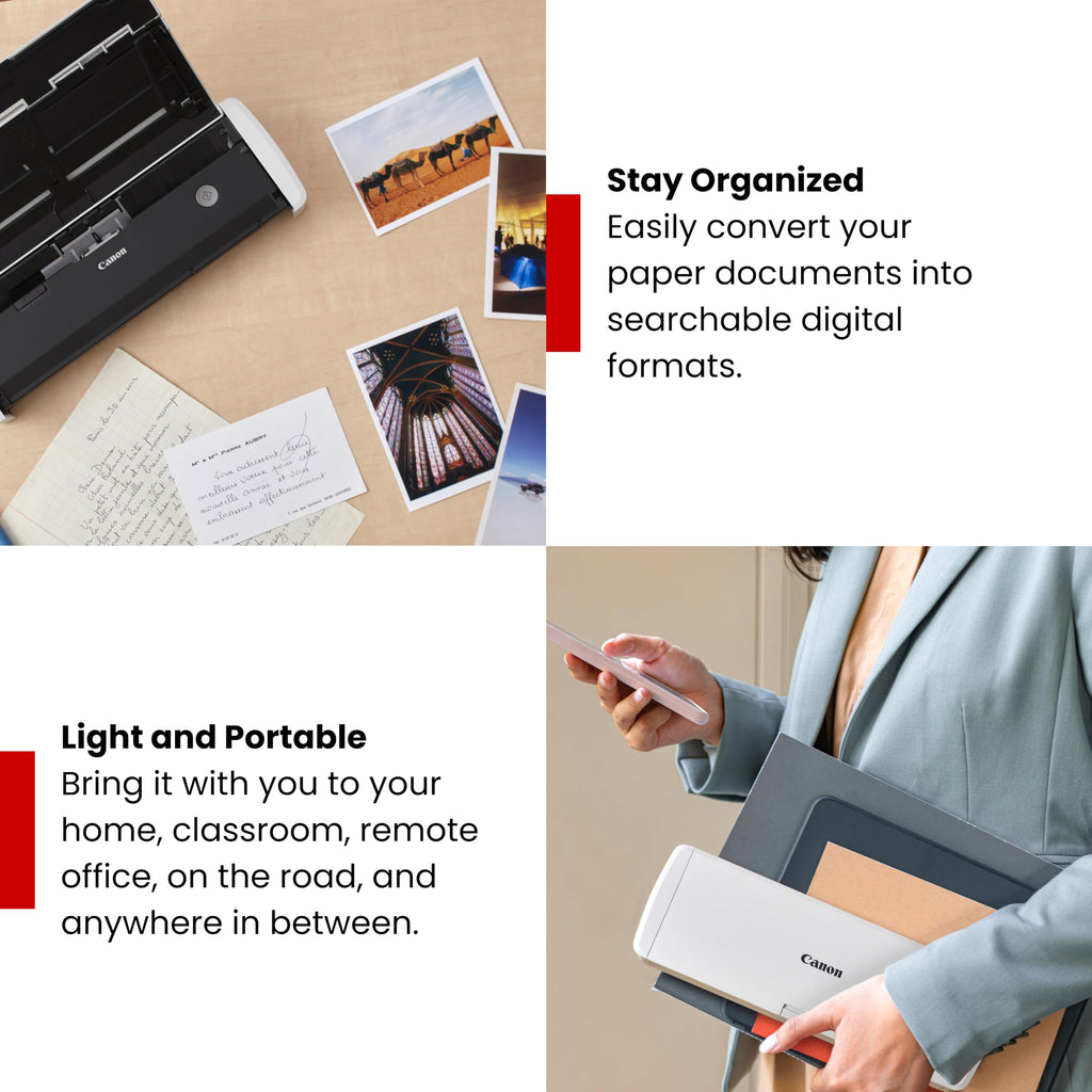 Canon imageFORMULA R10 - Portable Document Scanner, USB Powered, Duplex Scanning, Document Feeder, Easy Setup, Convenient, Perfect for Mobile Users, White