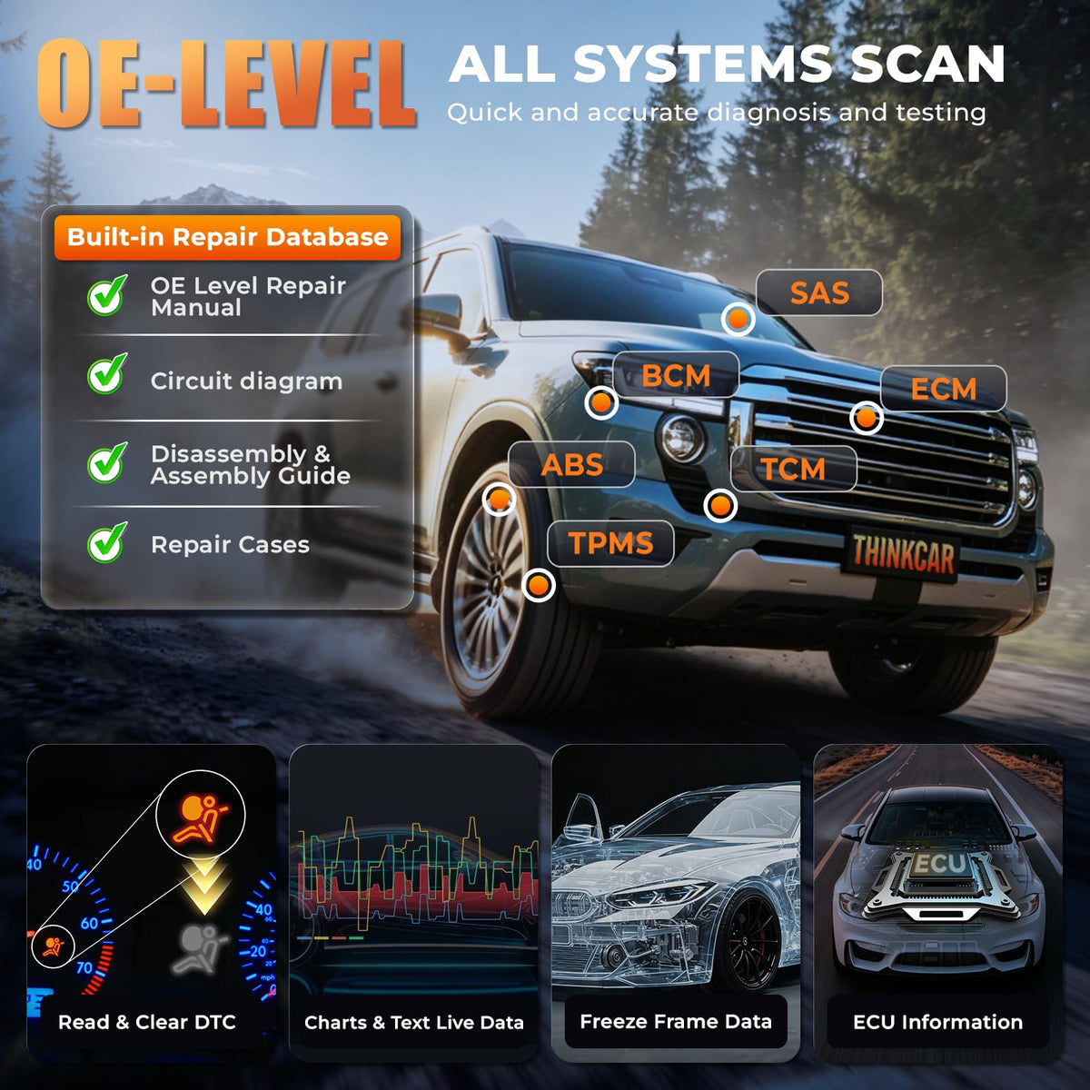 THINKCAR 673BT Bidirectional OBD2 Scanner, Scan Tool All Systems 28+ Resets