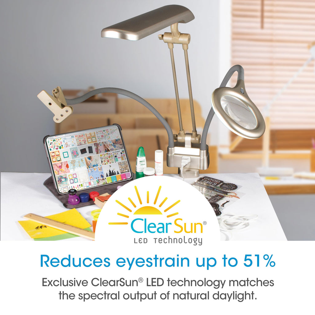 OttLite Ultimate LED 3-in-1 Creative Station with Magnifier, Champagne