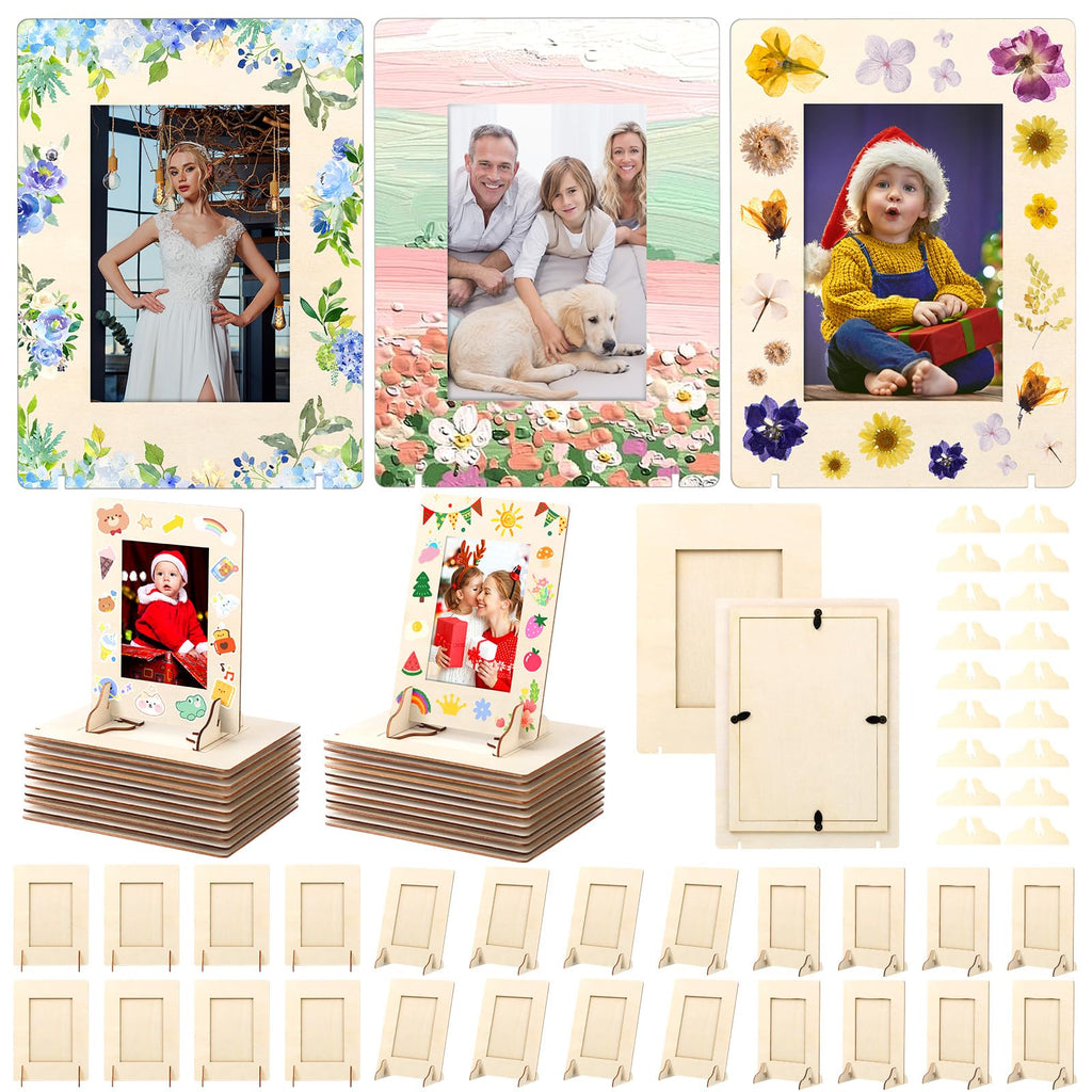200 Pack DIY Wood Picture Frames for Craft, 4x6In Photos, Rectangle