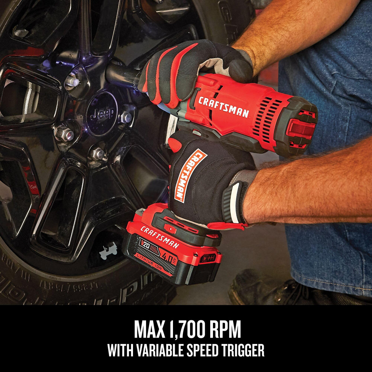 CRAFTSMAN V20 RP Cordless Impact Wrench Kit, 1/2 inch, Battery and Charger Included (CMCF900M1)