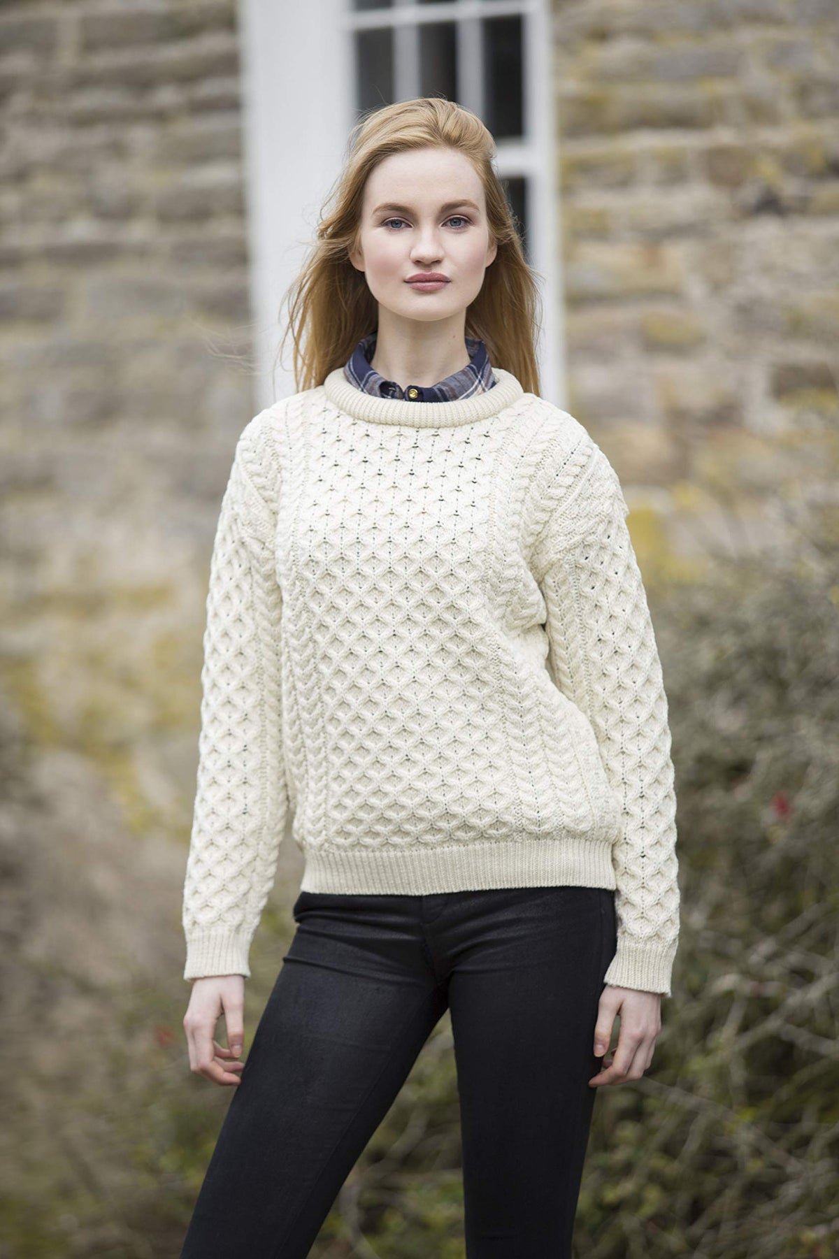 Aran Crafts Irish Unisex Cable Knit Merino Wool Sweater (C1949)