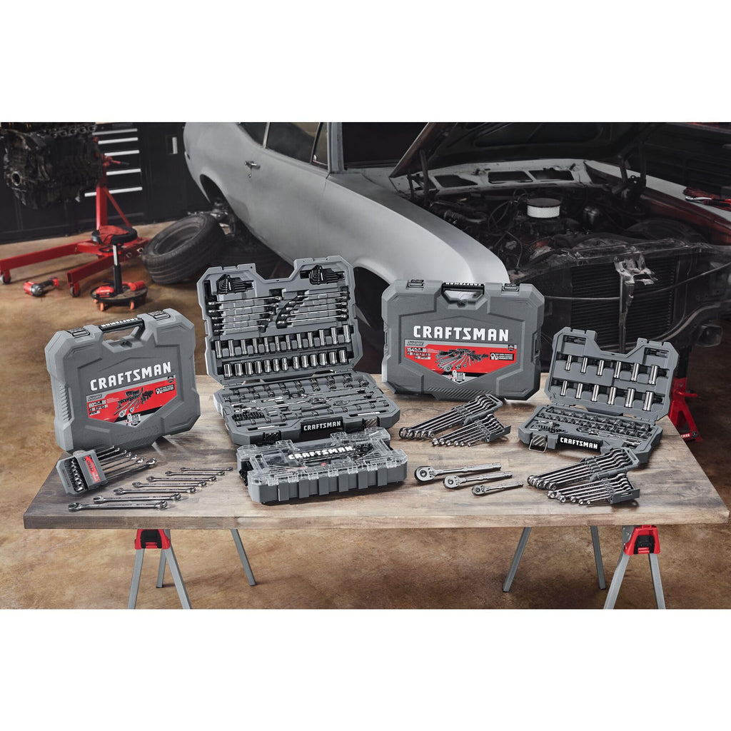 CRAFTSMAN OVERDRIVE 154-Piece Gunmetal Chrome Mechanics Tool Set, Standard SAE/Metric Socket Set, with Hard Case (CMMT99154L)