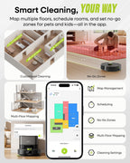 MONSGA Robot Vacuum and Mop, 90 Days Self-Emptying with 10000Pa Suction