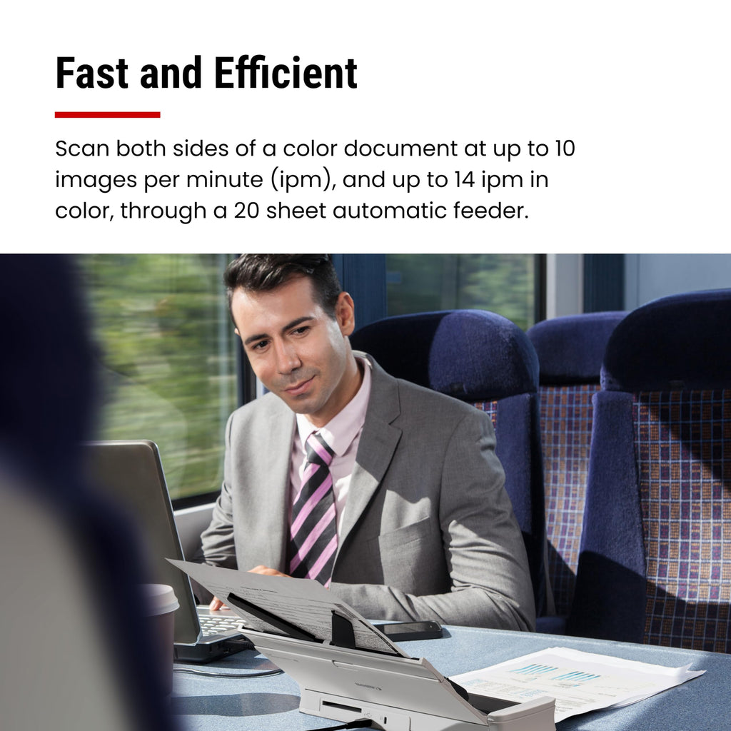 Canon imageFORMULA R10 - Portable Document Scanner, USB Powered, Duplex Scanning, Document Feeder, Easy Setup, Convenient, Perfect for Mobile Users, White