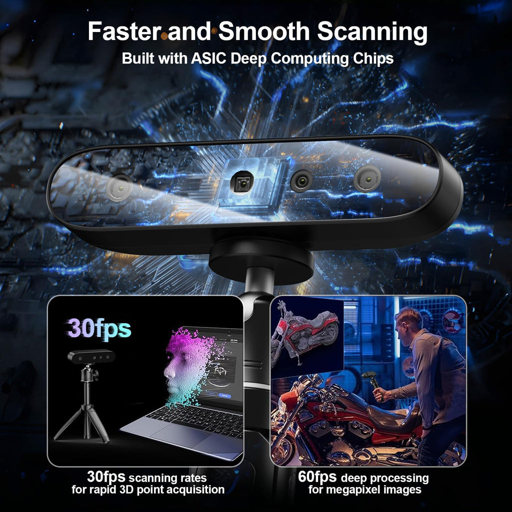 Creality CR-Ferret SE 3D Scanner for 3D Printing, Anti-Shake, 0.1Mm Precision, 30FPS Scanning Speed, Full-Color, Upgraded Desktop 3D Scanner for Body Hair Black Metal Non-Reflective Objects