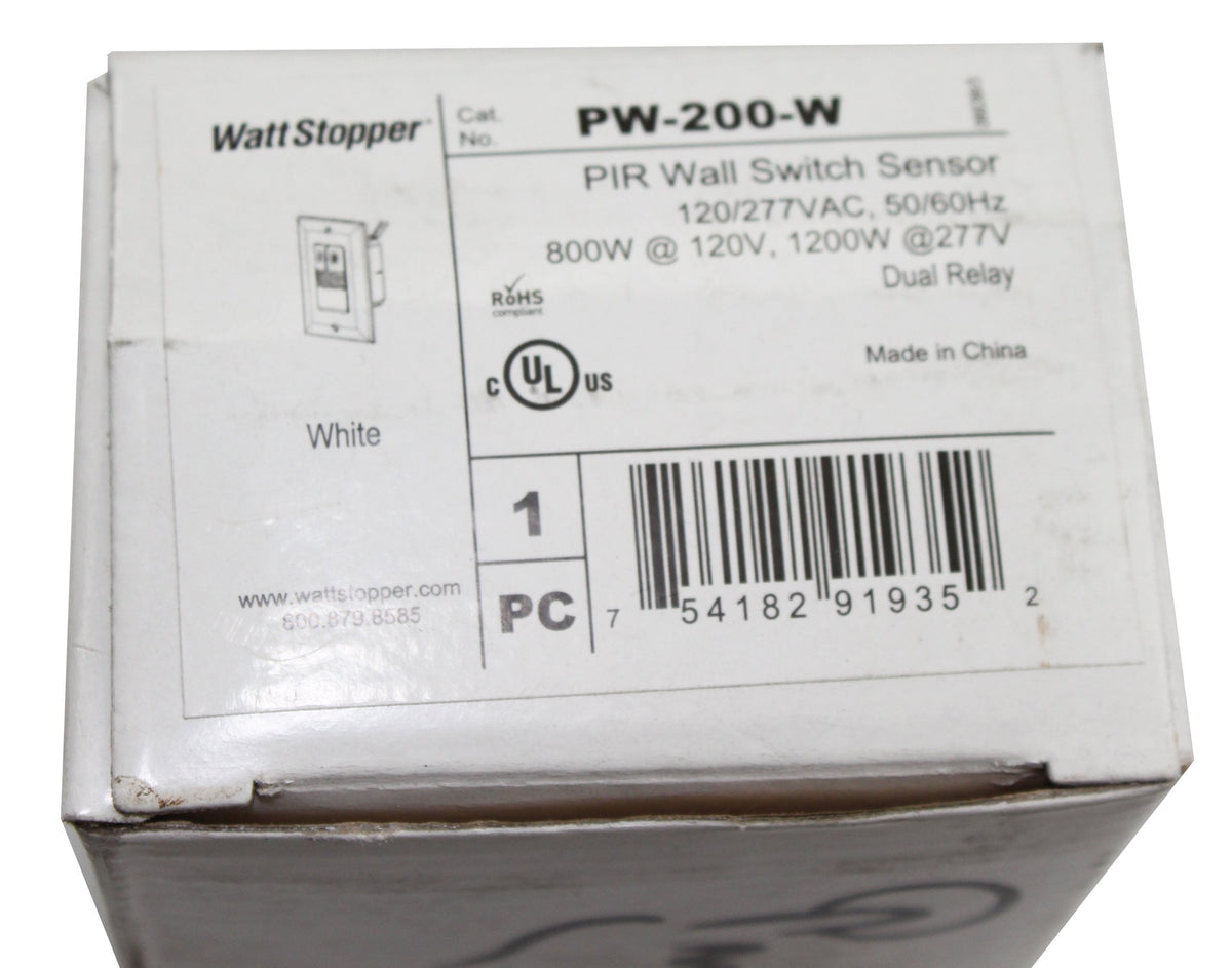 Wattstopper PW-200-W Occupancy Sensor, Dual Relay, Pir, White