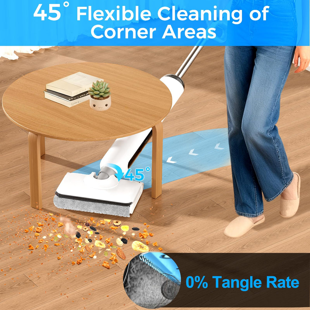 Wet Dry Vacuum Cleaner, Cordless Vacuum Mop Combo for Hard Floors, 23000Pa Powerful Suction, 180° Lay-Flat, Self-Cleaning Floor Washer with 45 Min Runtime, Anti-Tangle Brush, Dual Tank