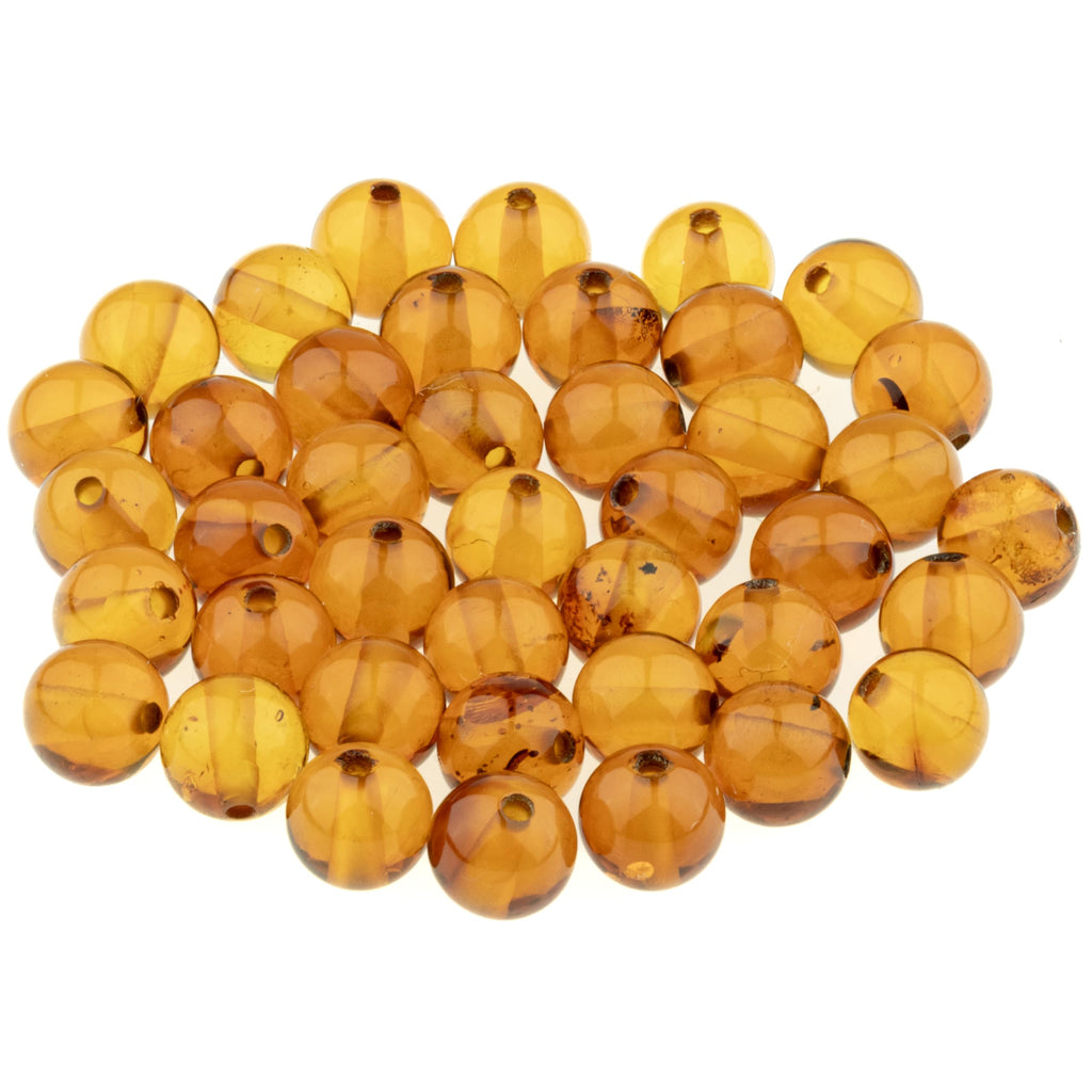 Amber Round Beads Polished 100% Natural Baltic Stone 5mm Loose with Drilled Holes for Crafting Beading and Jewelry Making - Amber Culture