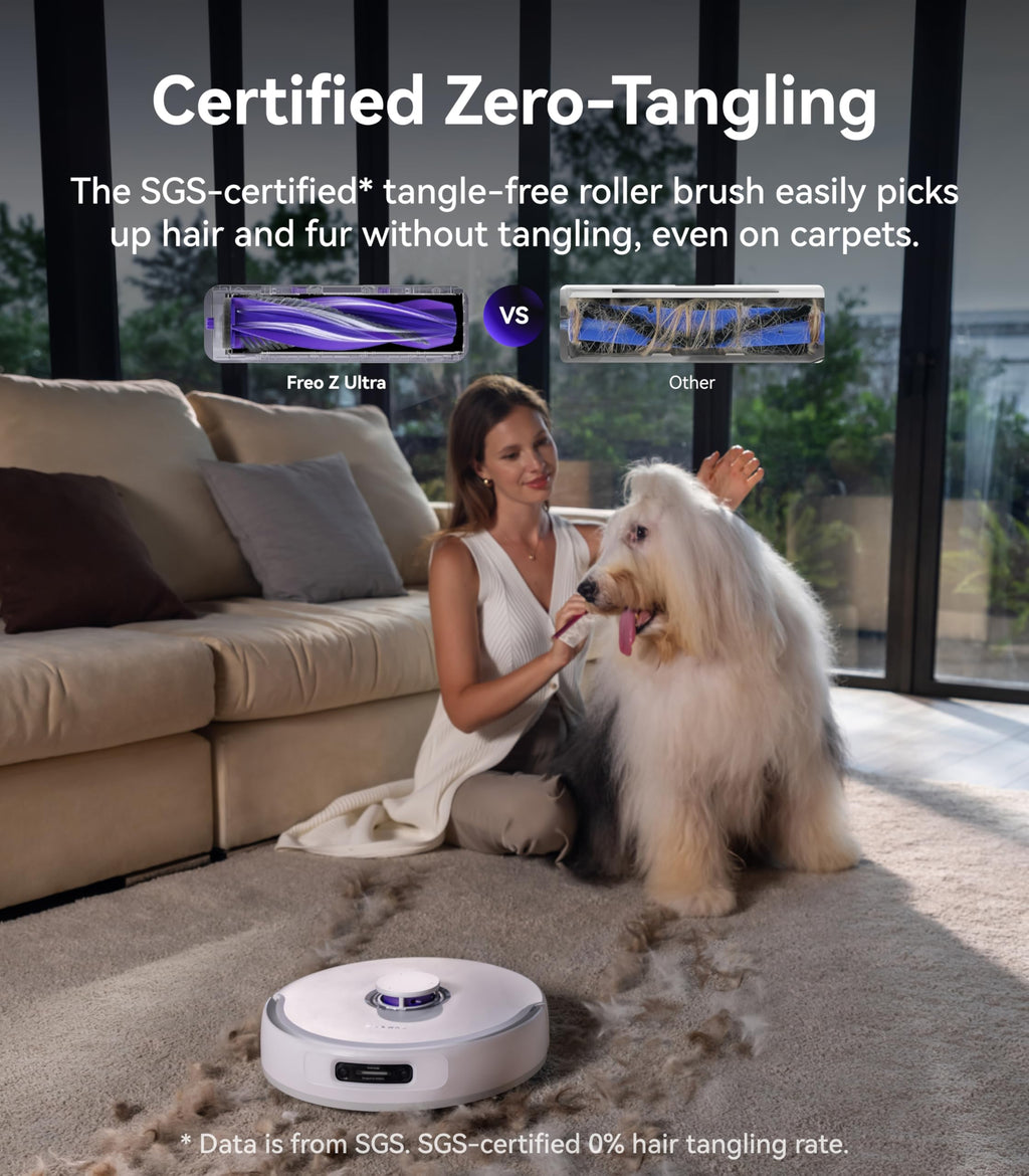NARWAL Freo Z Ultra Robot Vacuum and Mop Combo, Dual RGB Cameras and Chips, AI Avoidance, 12000Pa Suction, Real-Time Decisions, Adaptive Hot-Water Self Wash & Self Emptying (Renewed)