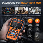 FOXWELL HD301 Heavy Duty Truck Scanner, Full System Diesel Scan Tool with 6/9/16 Pin, 2 in 1 Code Reader for Trucks & Car Engine, Diesel Diagnostic Tool for Cummins, Paccar, Caterpillar