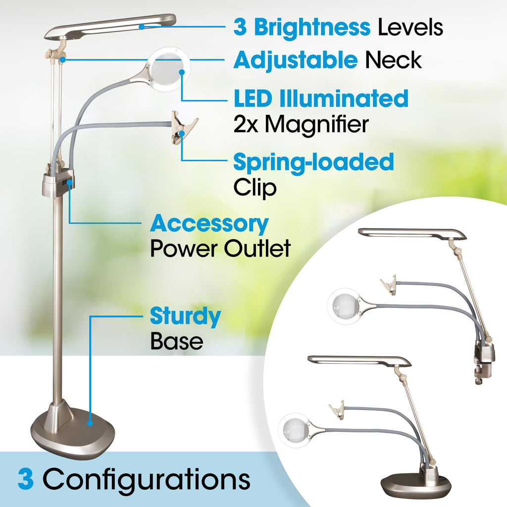 OttLite Ultimate LED 3-in-1 Creative Station with Magnifier, Champagne