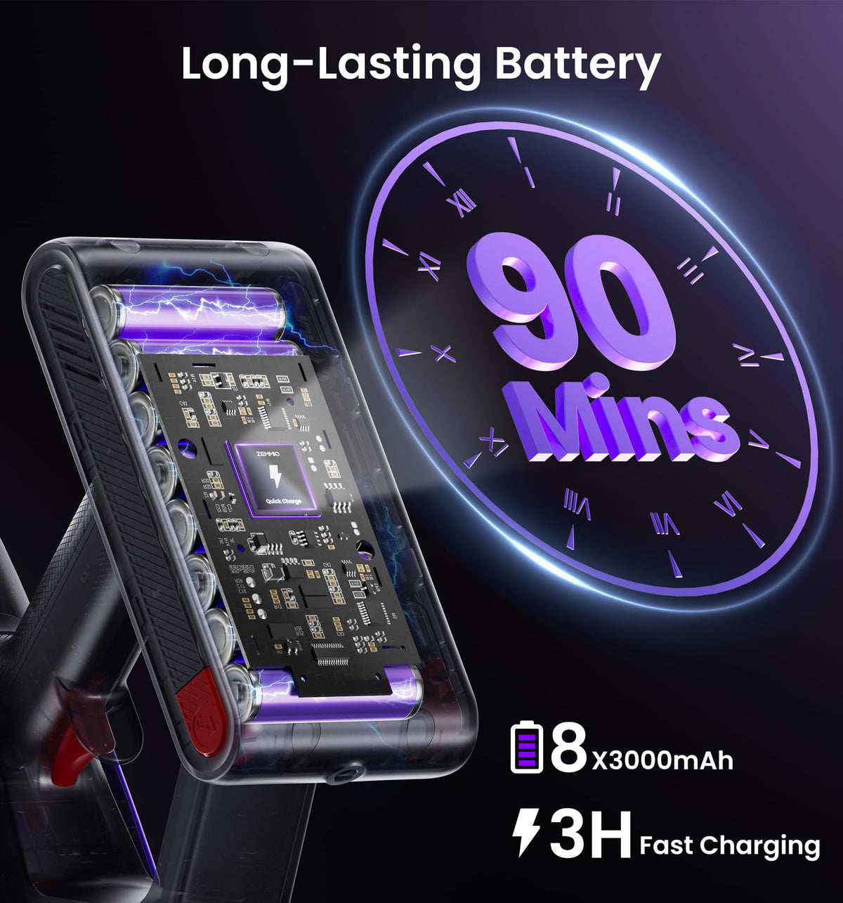 90Mins Cordless Vacuum Cleaner,Upgraded 650W 60KPA Cordless Stick Vacuum with Smart Display,1.8L Cup,V-Shaped Anti-Tangle Brush,Wall Mount Charging,Self-Standing Vacuum Cleaners for Home,Floor,Carpet
