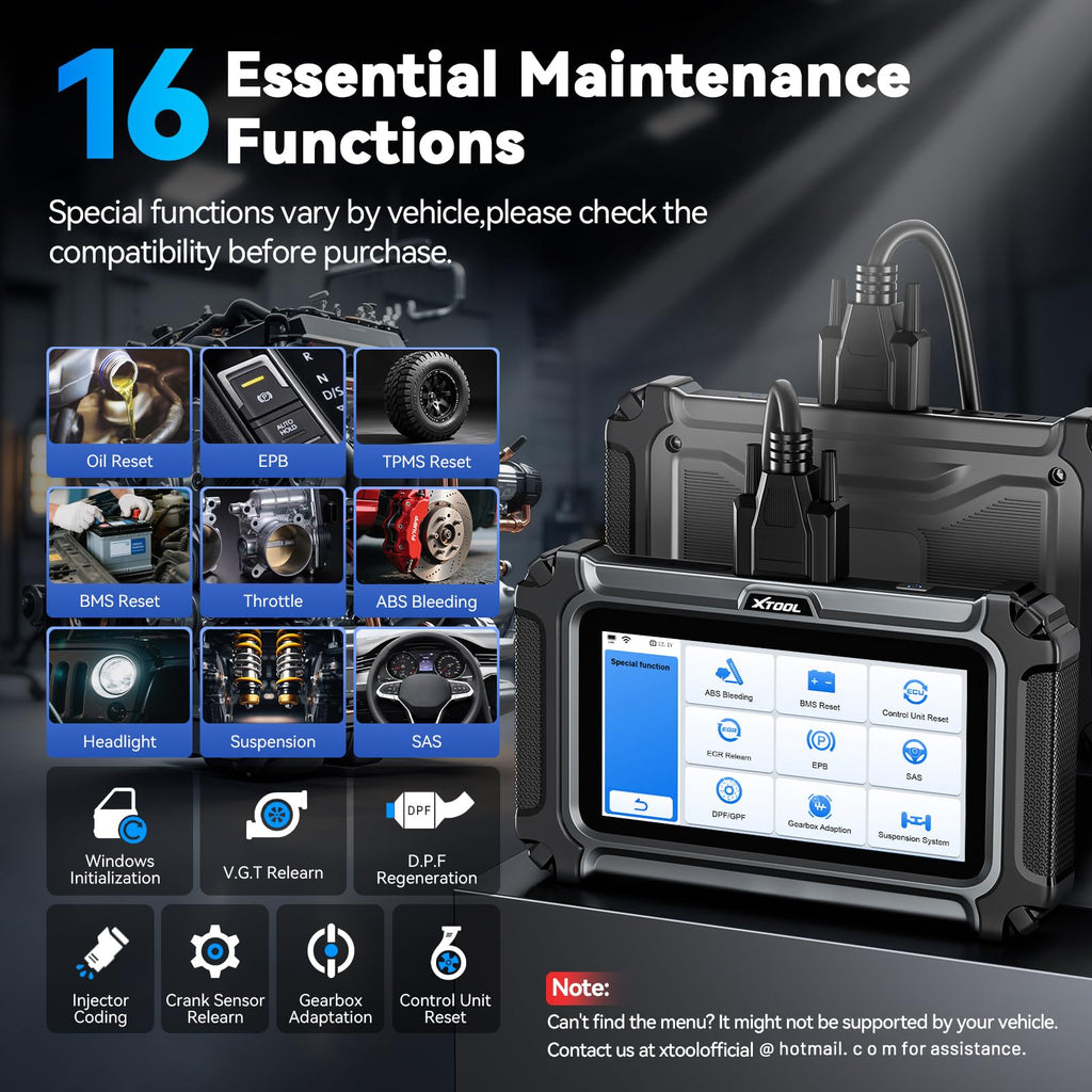 XTOOL D5S OBD2 Scanner, 16 Resets, Engine ABS SRS Transmission Scan Tool