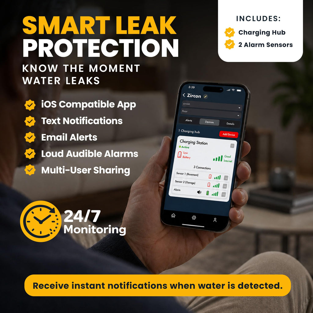Zircon® Leak Alert 360™ Smart Water Leak Detector Kit, 2 Sensors, iOS Only