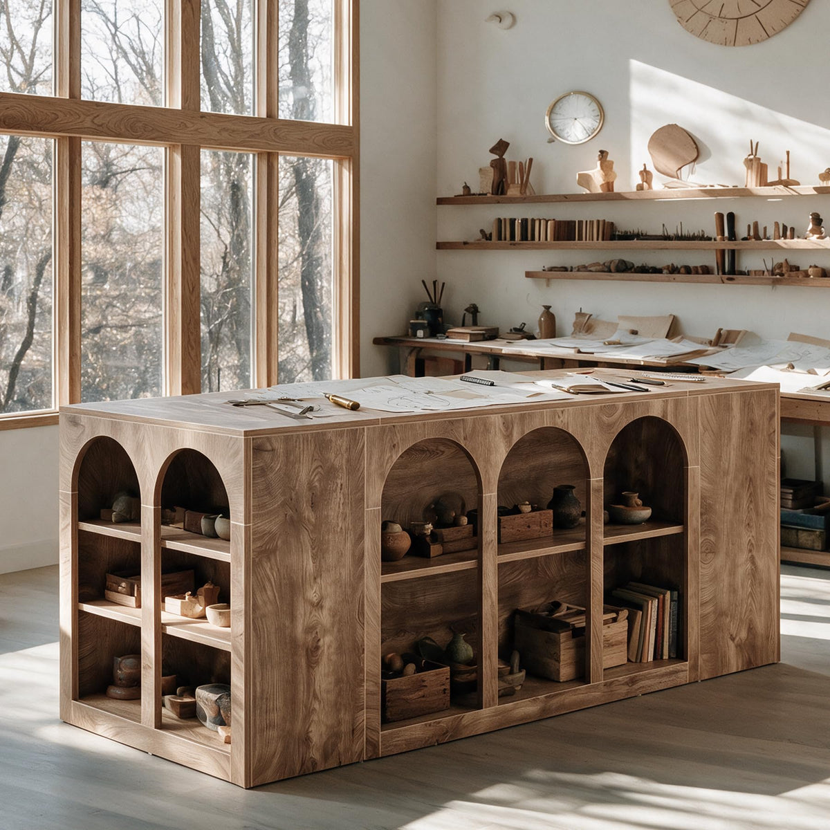 Tribesigns Large Craft Table with Storage Compartments & Spacious Worktop