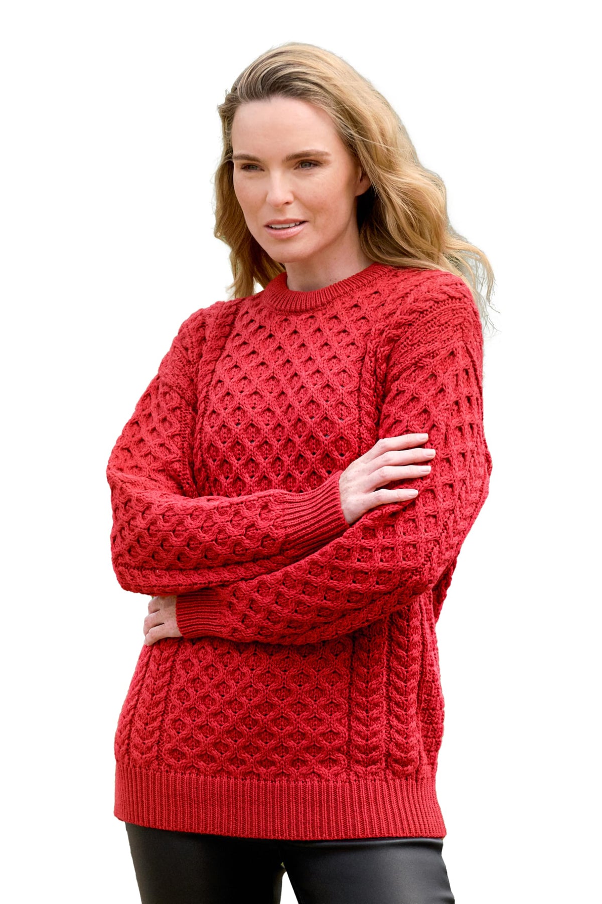 Aran Crafts Irish Unisex Cable Knit Merino Wool Sweater (C1949)