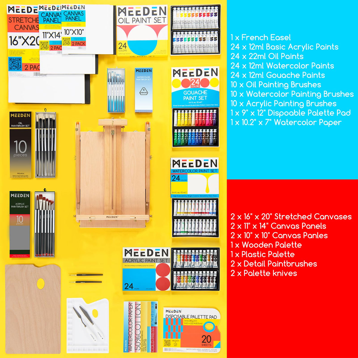 MEEDEN 141PCS Art Supplies Set: All-in-one Painting Kit with French Easel
