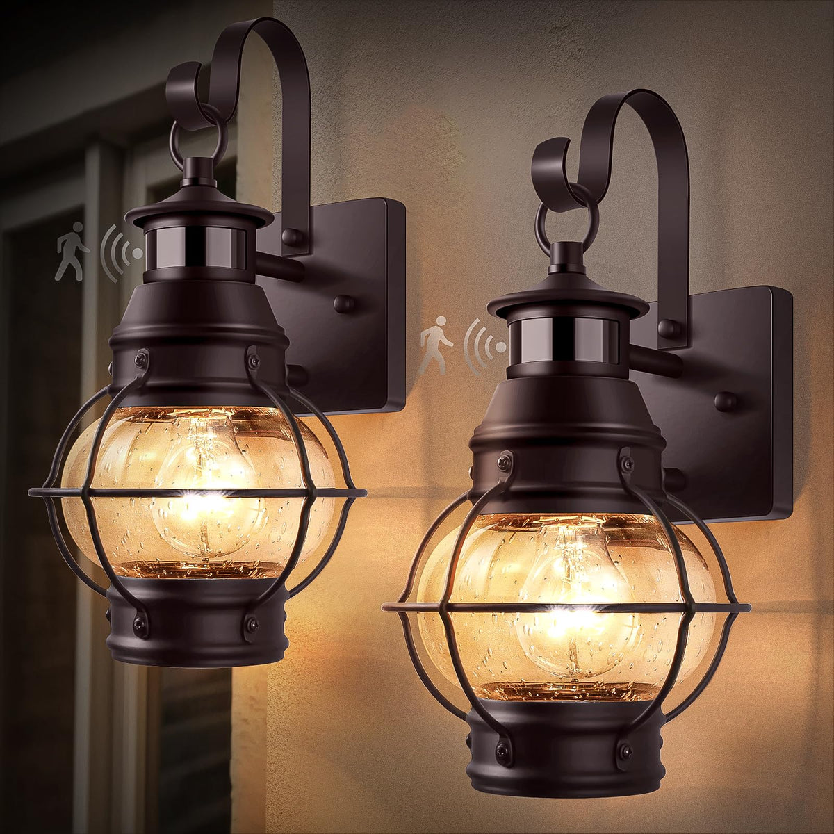 Lamomo 2-Pack Motion Sensor Wall Lights, Porch/Garage/Doorway