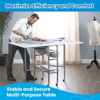 Sew Ready Foldable Hobby and Cutting Grid Table, White, 58.75 x 36.5 Inch