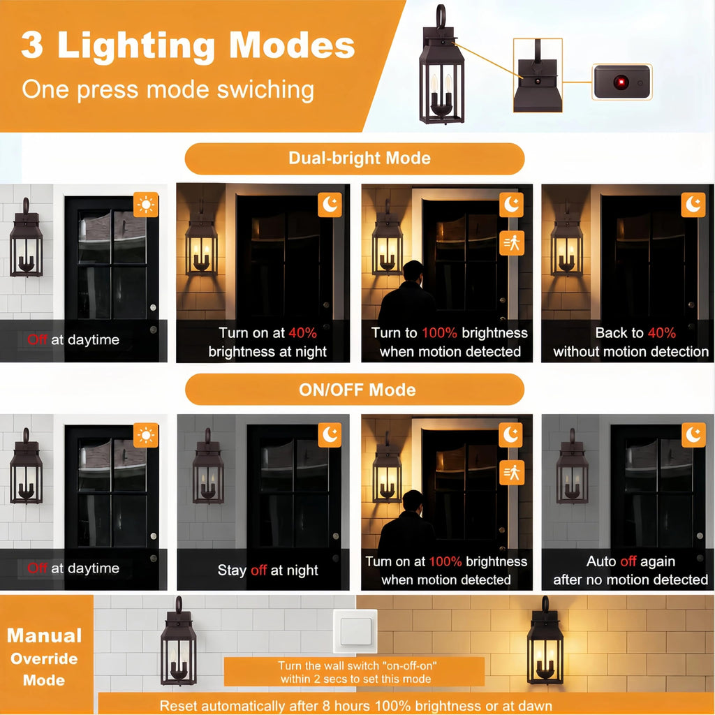 Upgraded 18IN Motion Sensor Outdoor Light, Brown Porch Light
