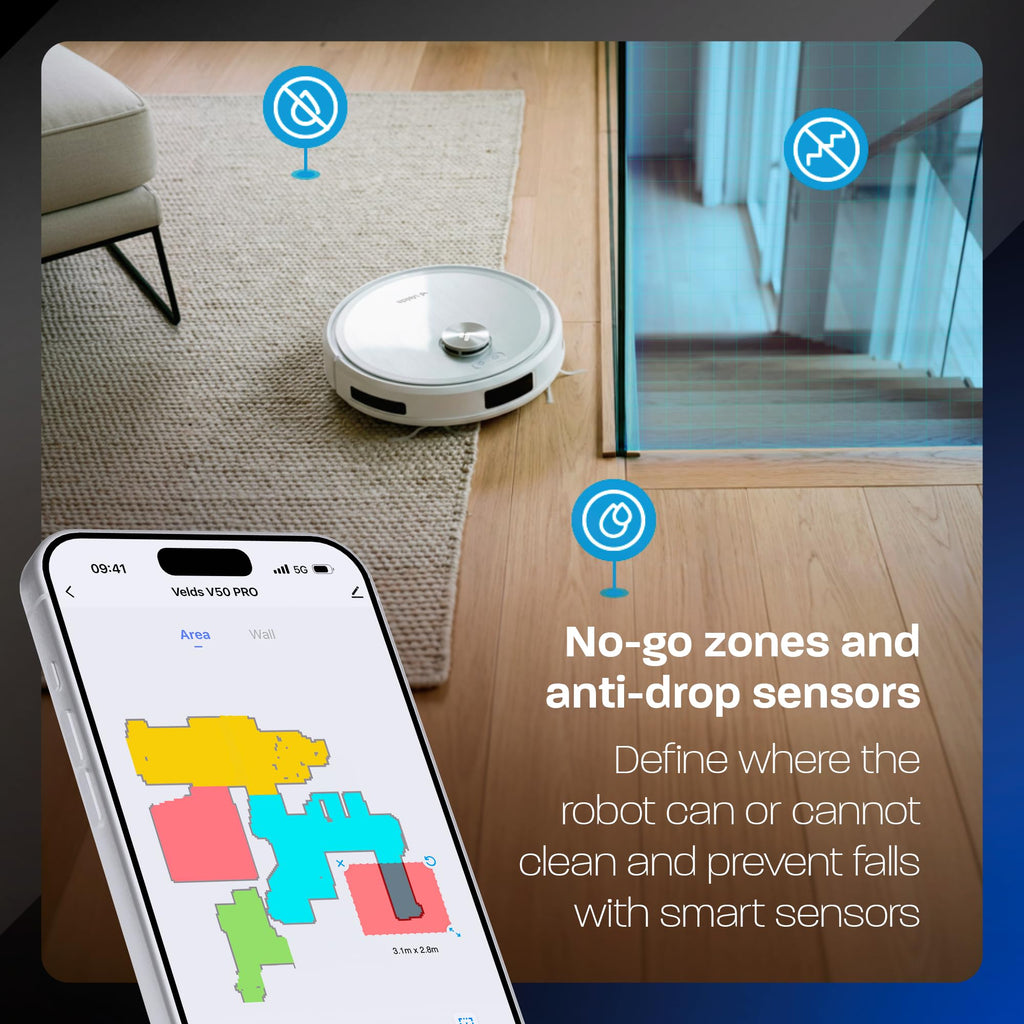 V50 PRO Robot Vacuum and Mop, 10,000Pa Suction, Self-Emptying Base, 360° LiDAR Navigation, Dual Rotating Mops, App/Alexa/Google Control, Ideal for Pet Hair, Carpet & Hard Floors