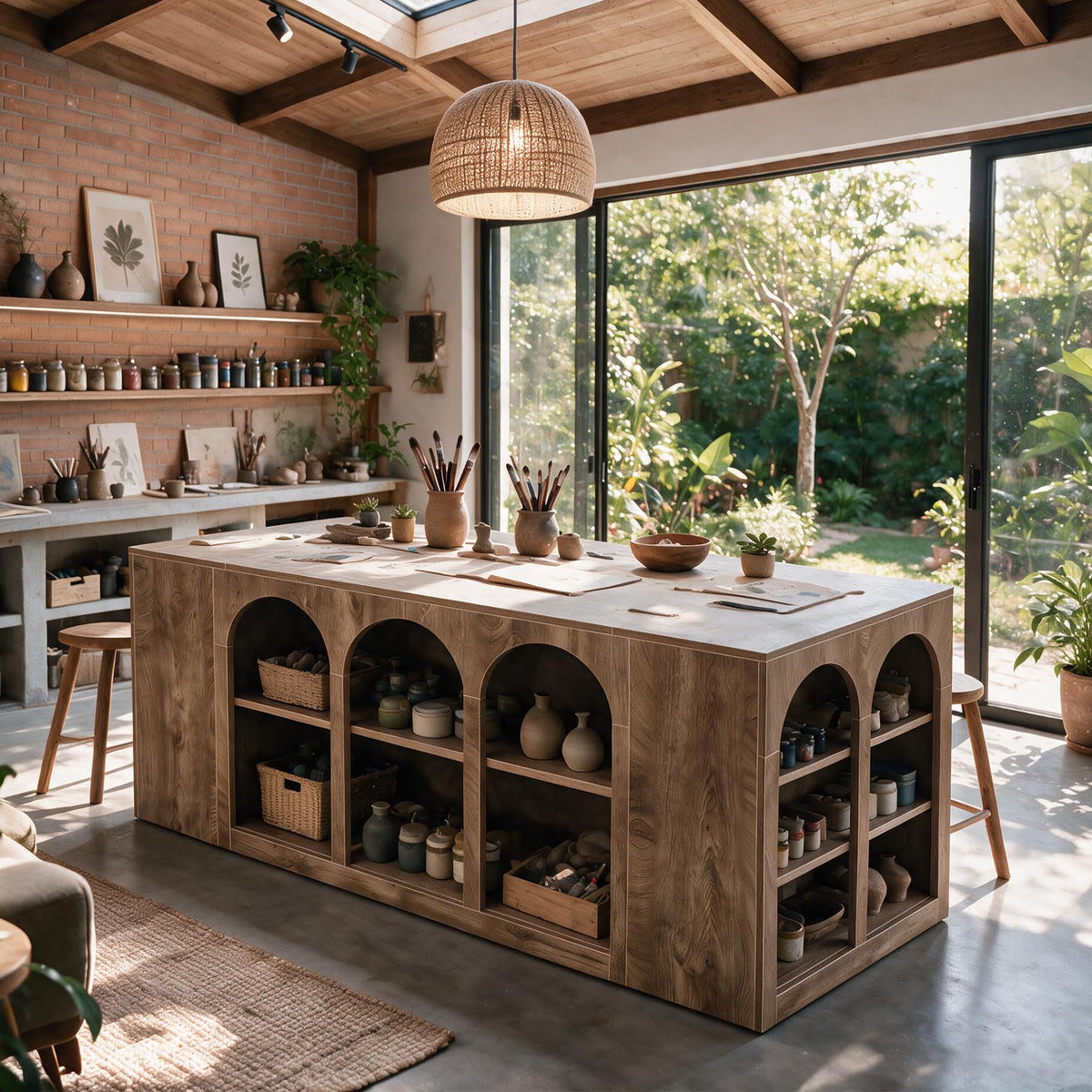 Tribesigns Large Craft Table with Storage Compartments & Spacious Worktop